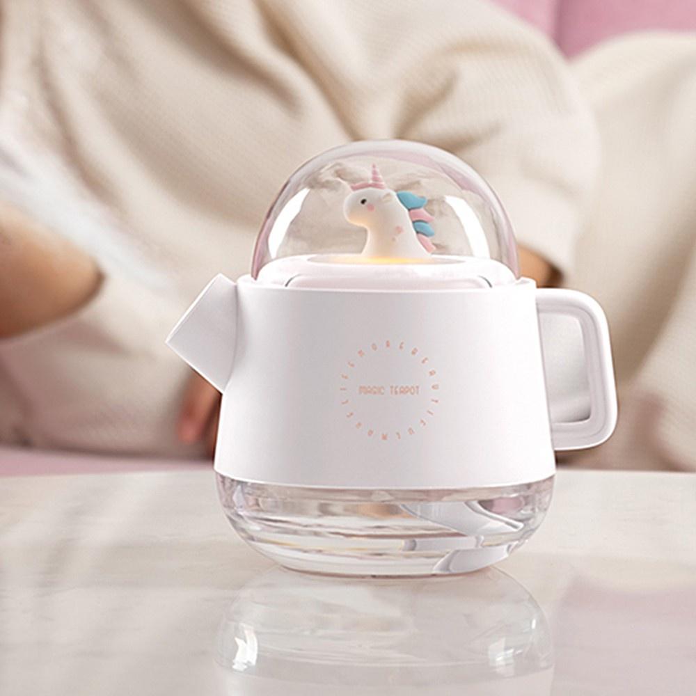 Máy tạo ẩm siêu âm khuếch tán hương thơm không khí 360ml hình ấm đun nước mini có đèn sạc USB