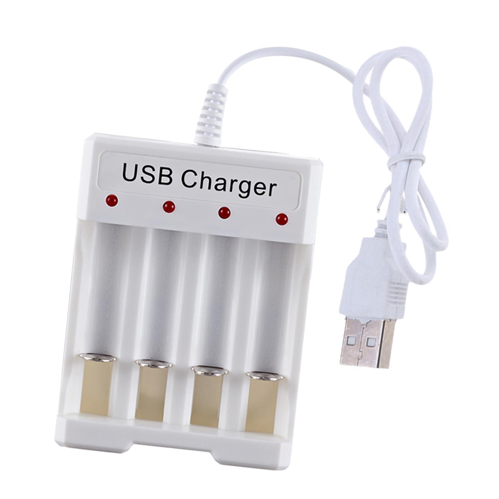 2Pcs 4 Slot Smart Charger for Rechargeable Batteries Ni-MH Ni-Cd, AA AAA