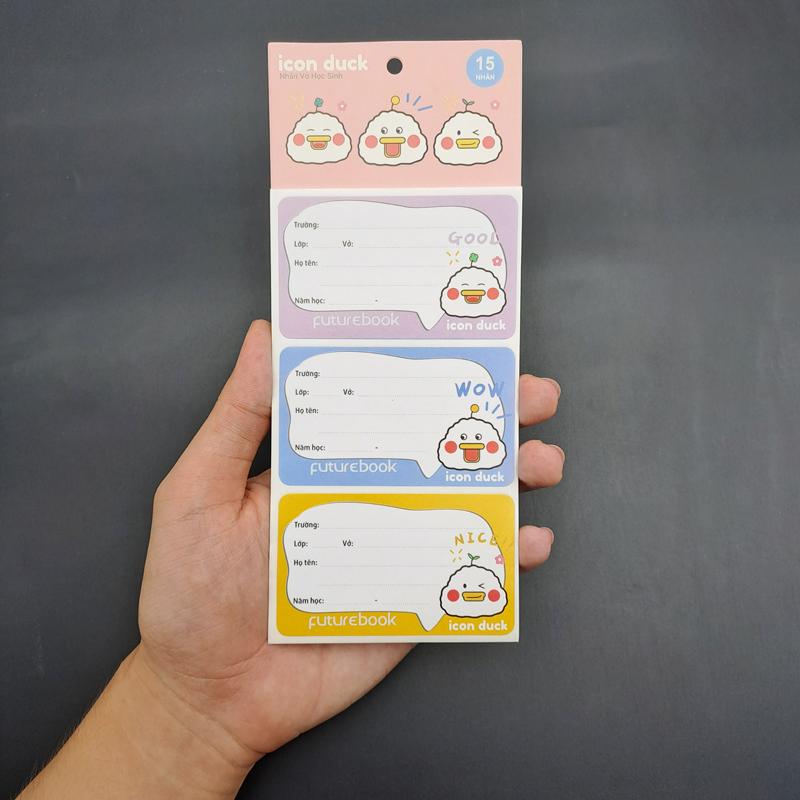 Nhãn Vở Học Sinh Icon Duck - futurebook N135 (15 Nhãn)