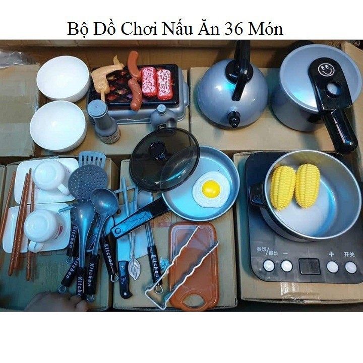 Bộ đồ chơi nấu ăn - KITCHEN - Đồ chơi giải trí đồ chơi nấu ăn nhà bếp 36 món, hàng to, bếp than, bếp từ điện tử