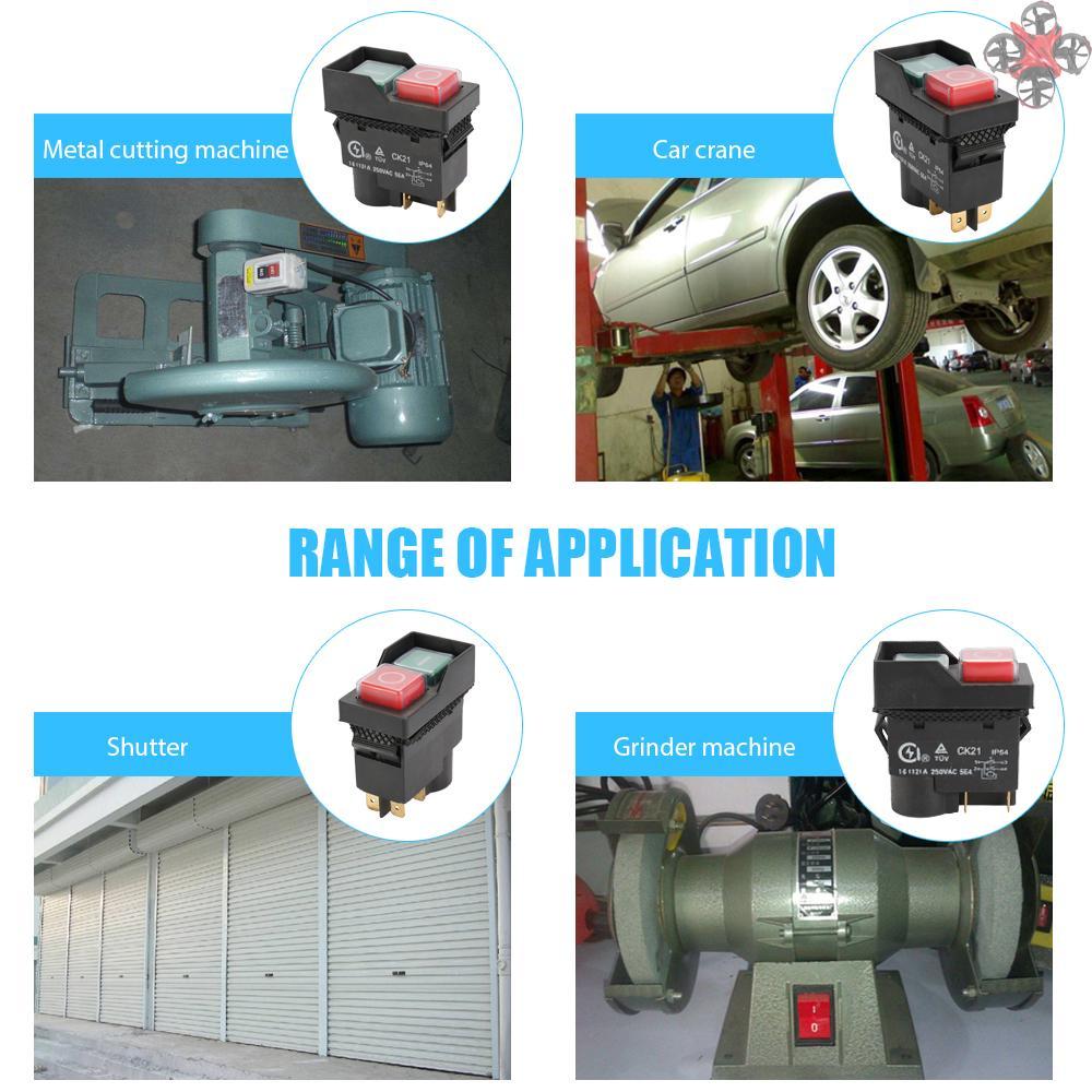 250V Universal CK21B/250V Safety Switch Emergency Stop Safe Cut Off Killer Waterproof and Dustproof Switches Electromagnetic Switch for Grinding Machine