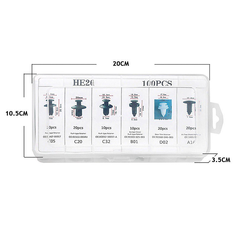Bộ 100 Đinh Tán , Chốt Nở, Vít Nở Nhựa phù hợp nhiều dùng ô tô