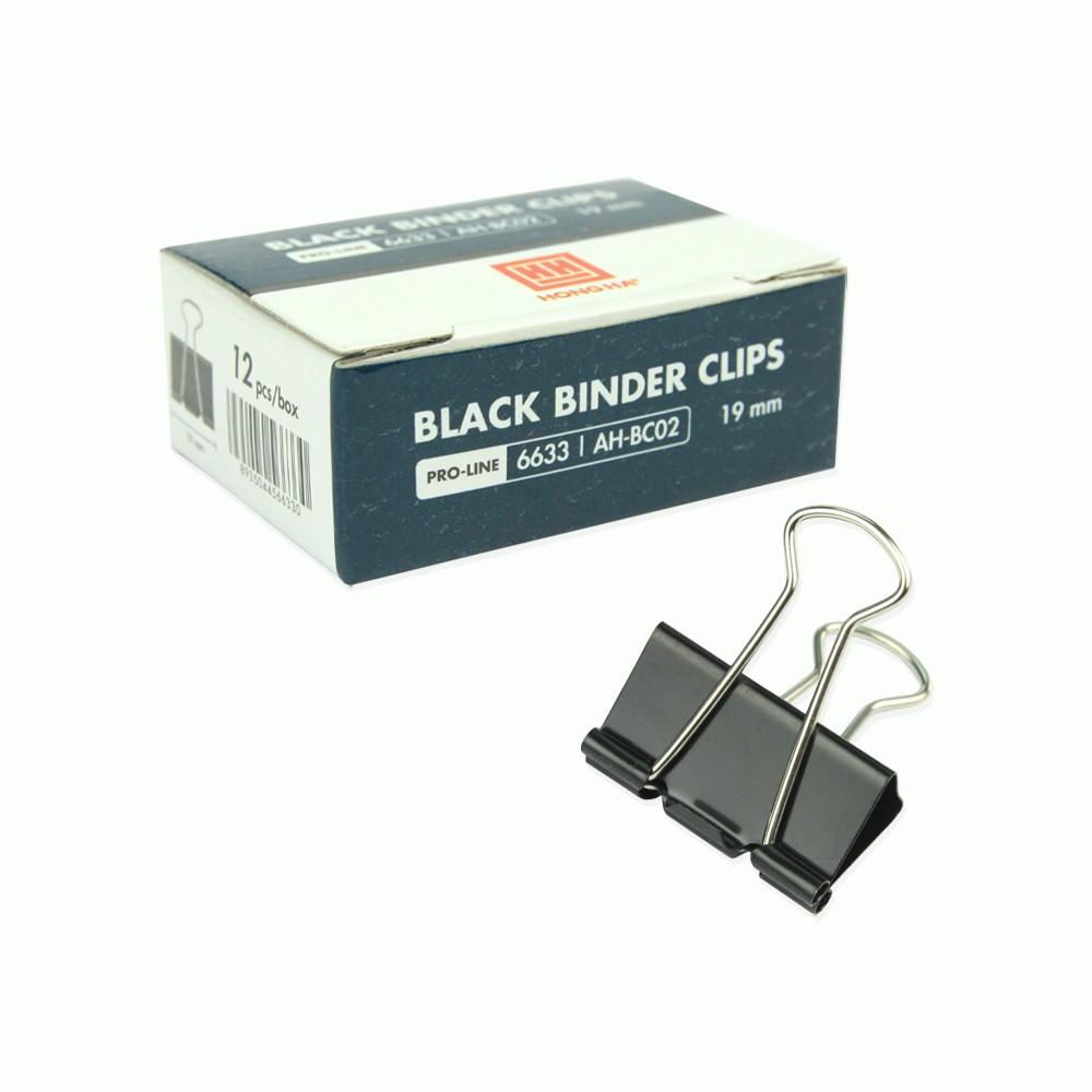 Kẹp bướm, kẹp giấy đen Hồng Hà 19mm - 6633