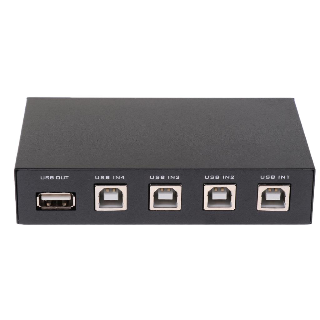 USB 2.0 Manual Sharing Switch KVM Switcher Adapter Box 4 Computers Share 1 USB Device Hub for Printer Scanner