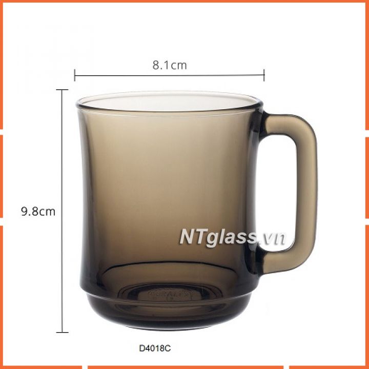 Ly Thủy tinh cường lực có quai cầm Nâu khói Creole 310ml- D4018C