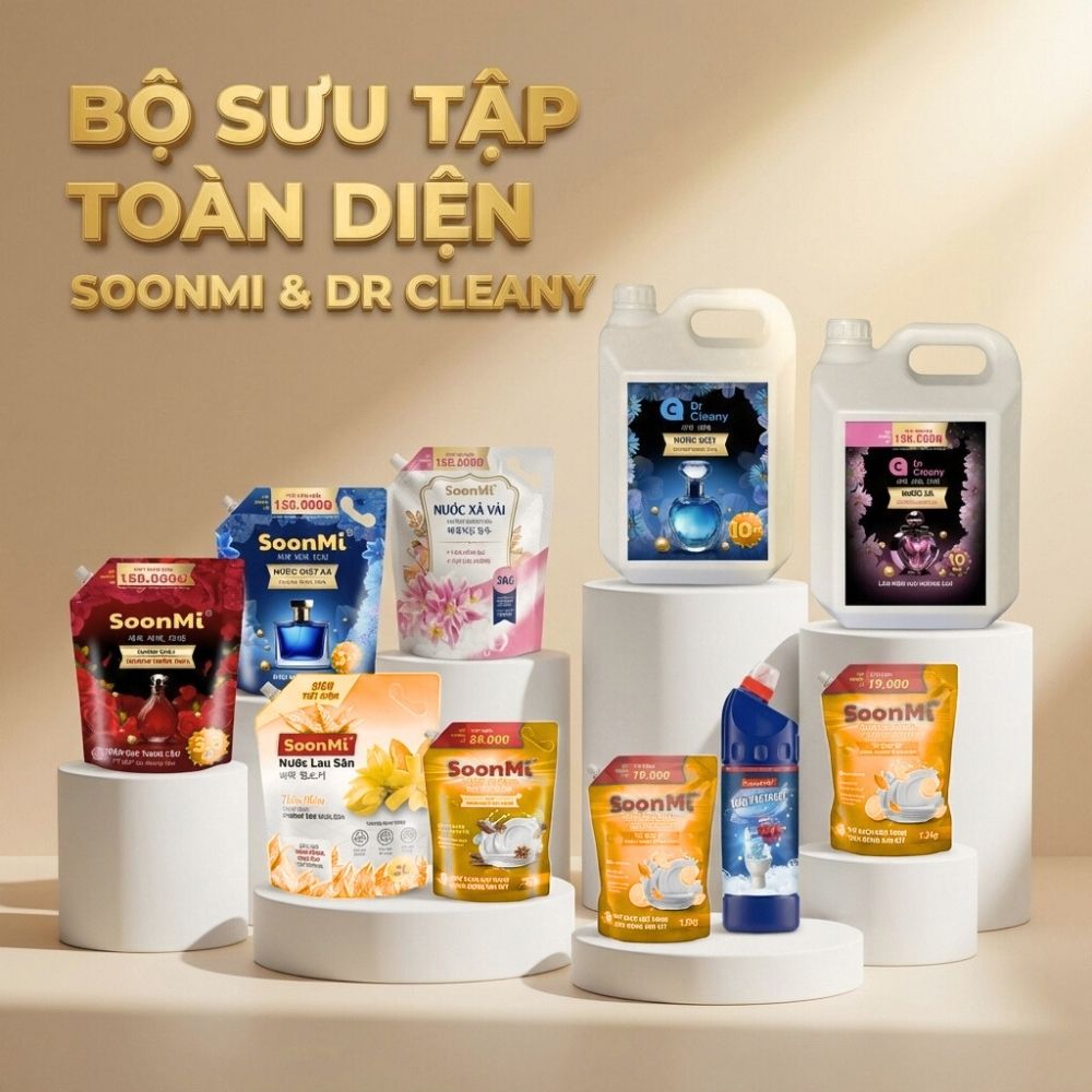 Giá sỉ đại lý nguyên thùng Soonmi nước giặt, giặt xả, nước xả, lau sàn, rửa chén, tây toilet - hàng chính hãng