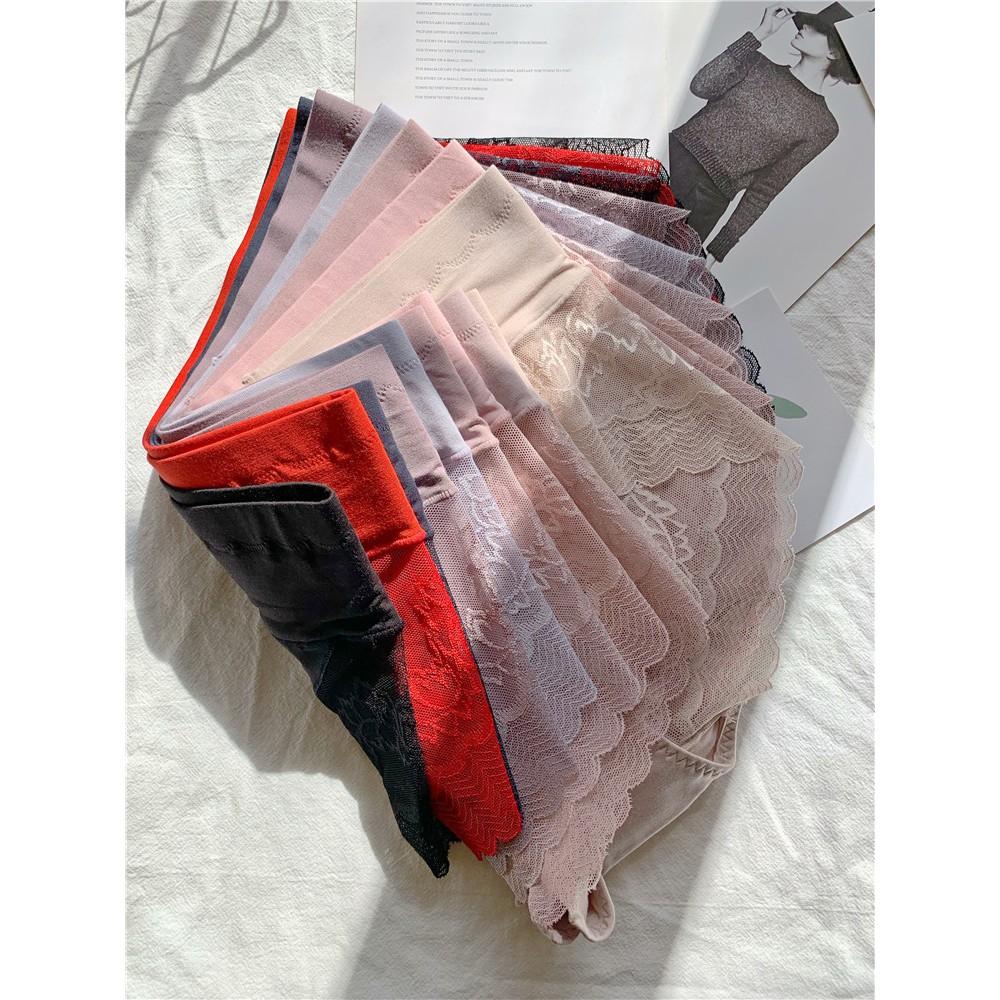 Quần gen bụng ️️Quần lót cotton pha ren cotton cao cấp - Quần chip cạp cao che khuyết điểm, bigsize đến 60kg