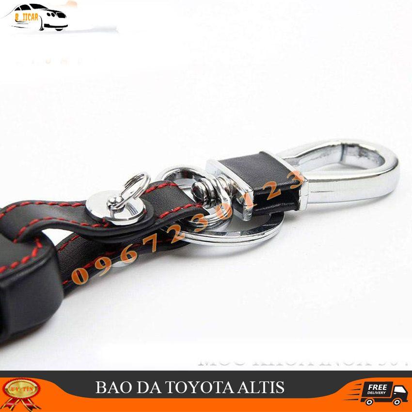 Bao da chìa khóa xe Toyota Altis, Fortuner 2016-2018 bản chìa gập - kèm móc khóa