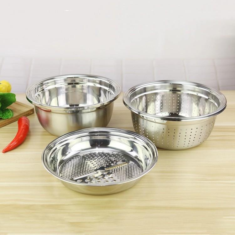 Bộ nạo củ quả INOX đa năng kèm rổ đựng 3IN1 - tặng nạo Inox rời, khăn lau