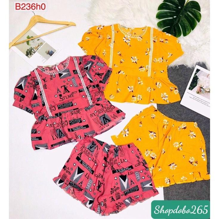 Set đồ nữ,đồ bộ mặc nhà đùi babydoll vải lụa hoa nhí size 45-57kg.