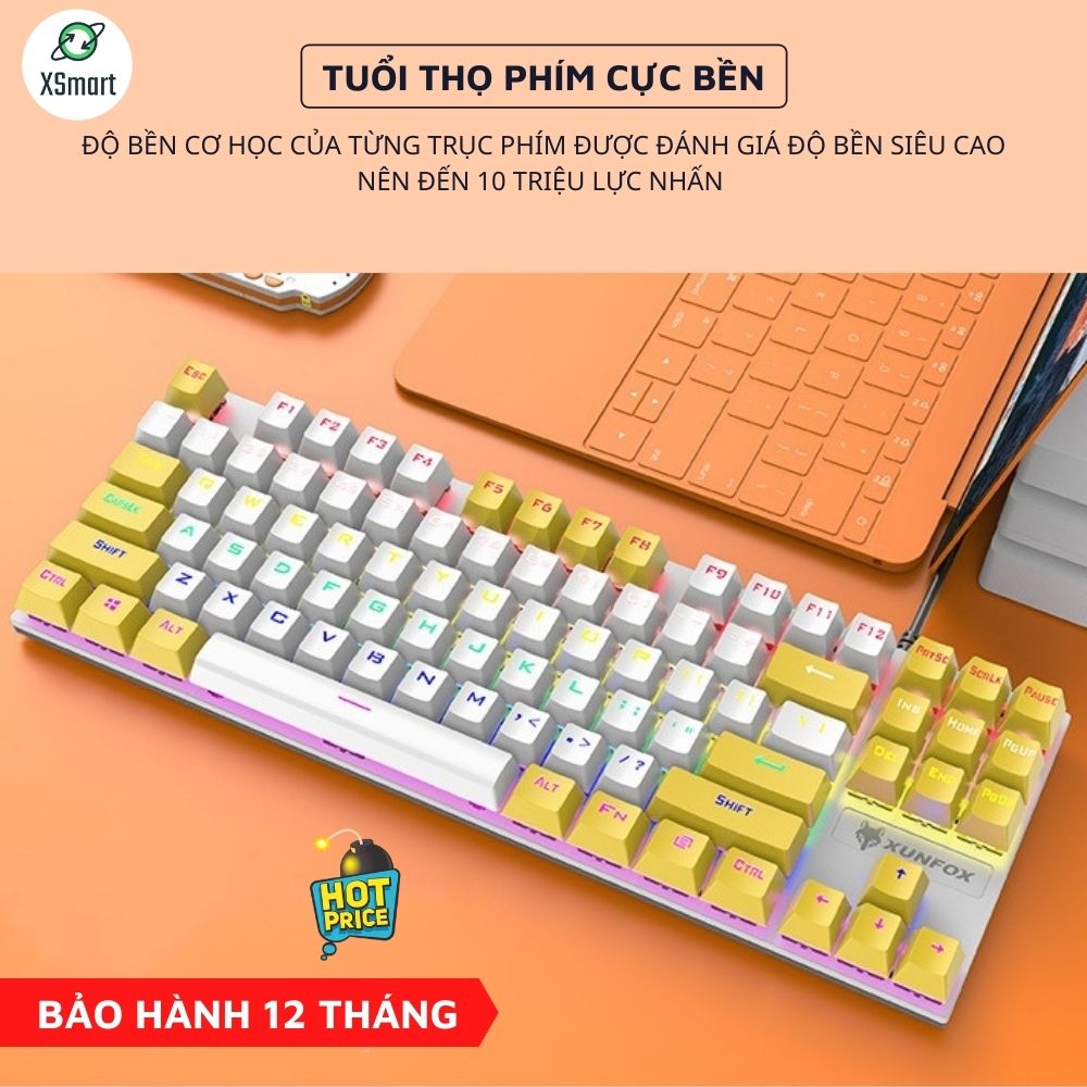 Bàn Phím Cơ Gaming K80 LED RGB 20 Chế Độ Nháy Cực Đẹp, Phím CƠ Gõ Siêu Đã, Thiết Kế Nhỏ Gọn Dùng Cho Máy Tính, Laptop - Hàng Chính Hãng