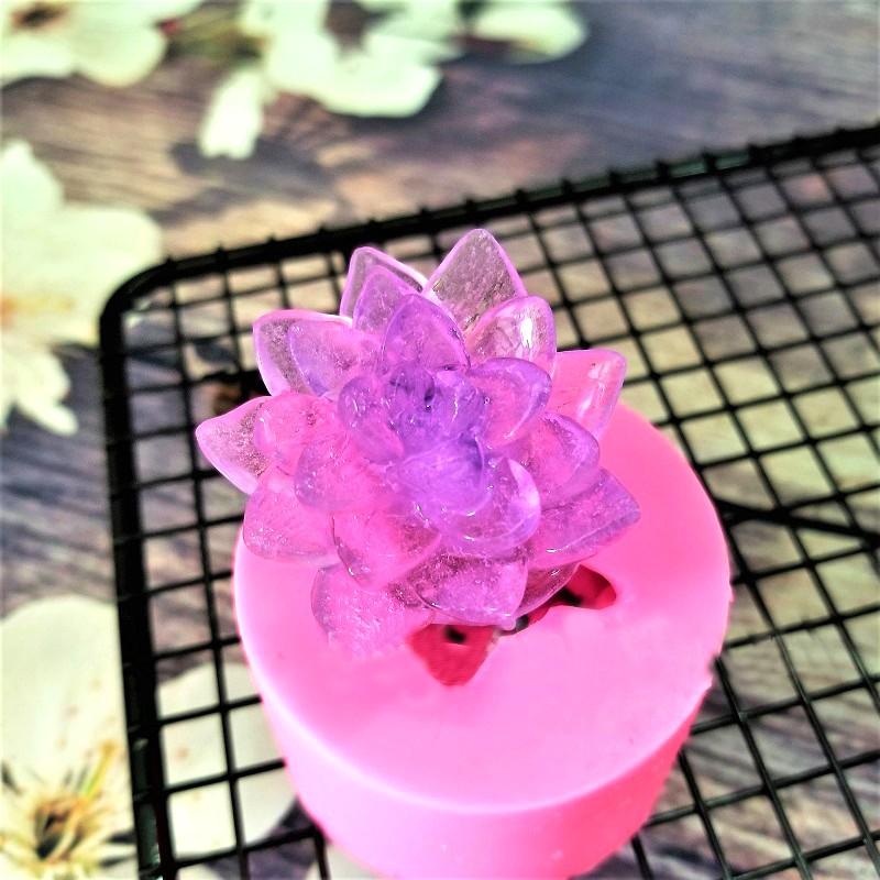 Khuôn silicon 3D mẫu Sen đá cụp
