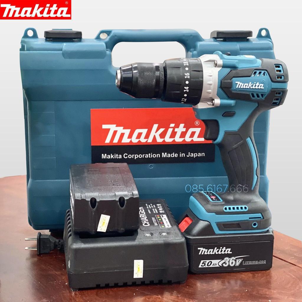 Máy Khoan Pin Makita 36v Không Than Có Búa, Pin 10 CELL AutoLock 13 Ly - Bắt Vít, Siết Bulong