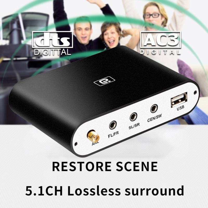 Bộ giải mã âm thanh 5.1 Bộ thu tương thích Bluetooth cho máy tính xách tay/Tai nghe Bộ chuyển đổi âm thanh DTS AC3 cho TV/Bộ khuếch đại/Loa