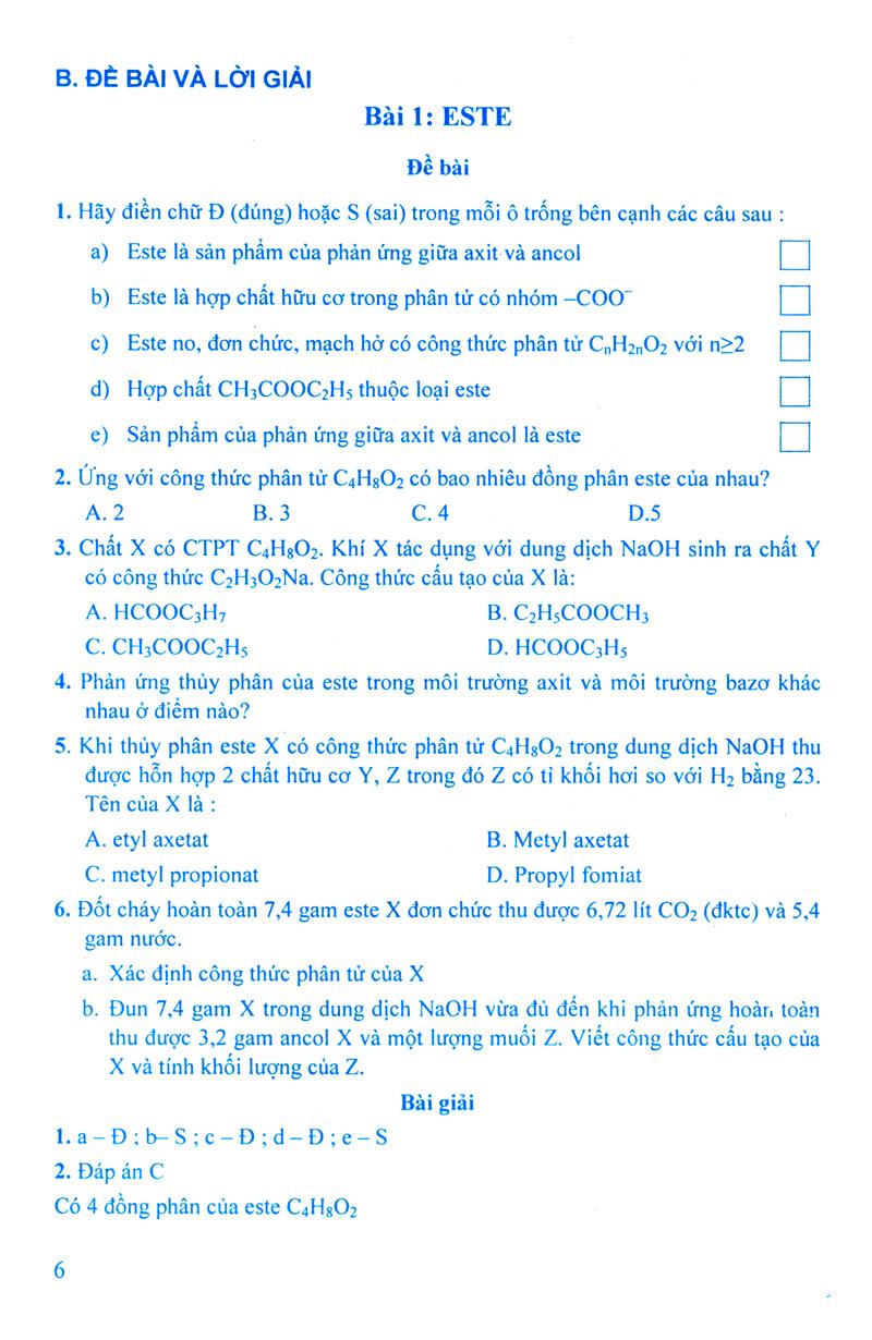 Giải Bài Tập Hóa Học Lớp 12 (Chương Trình Chuẩn)