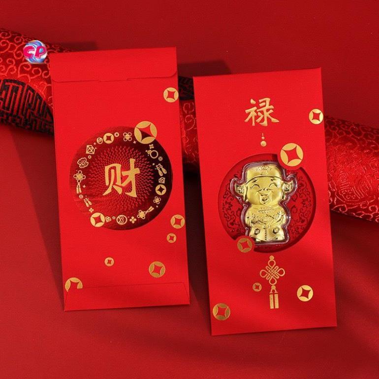 Bao Lì Xì Thần Tài, Lì Xì May Mắn Mạ Vàng Tết 2022