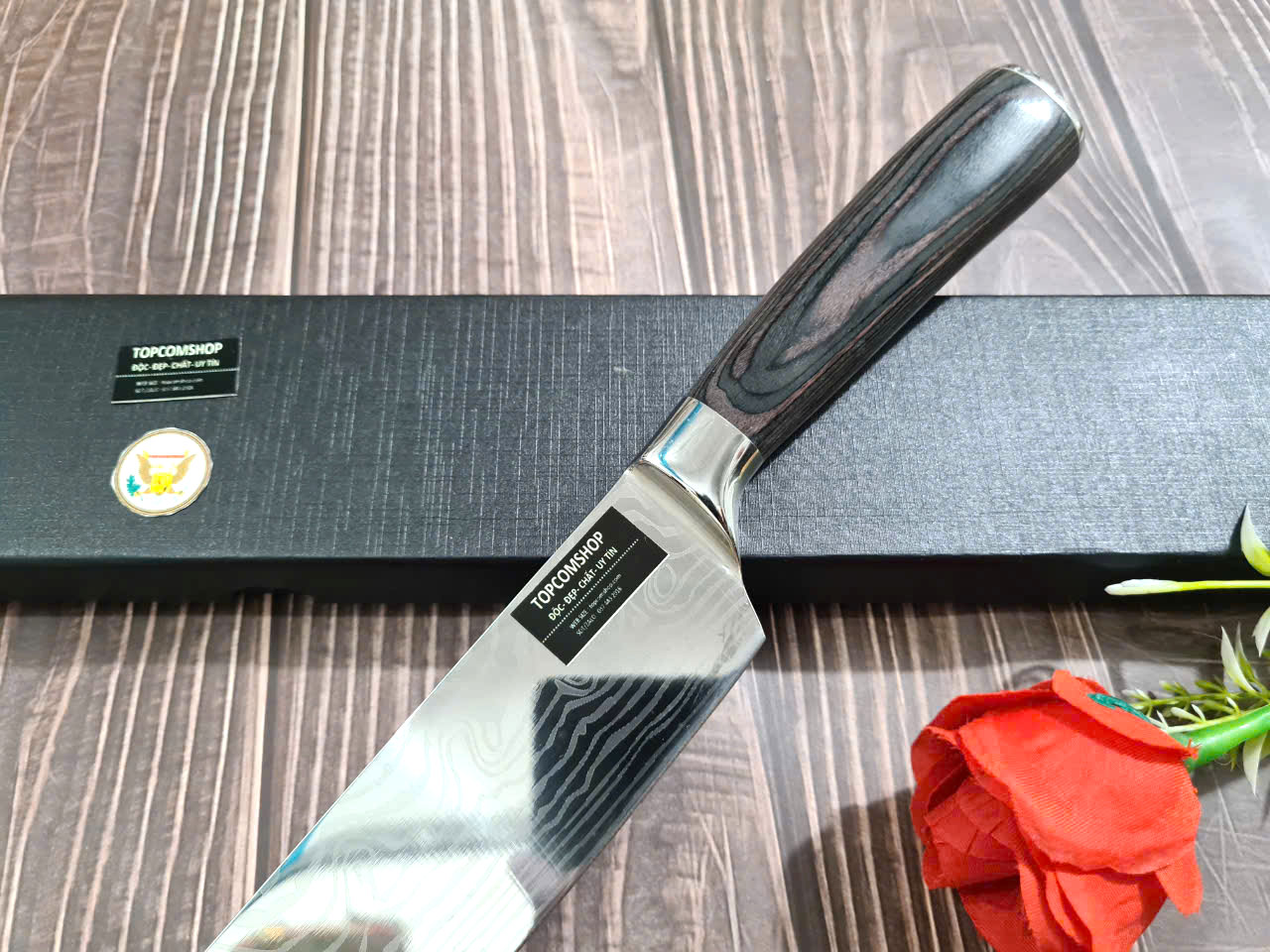 DAO - DAO BẾP NHẬT BẢN SANTOKU THÉP DAMASCUS MÃ A11 DT116 nt topcomshop vn