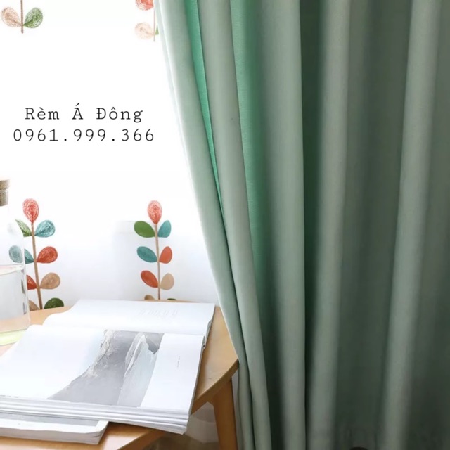 Rèm cửa tone Xanh Pastel xinh xắn, rèm vải thô cản sáng 75% - Cao cố định 2.5m