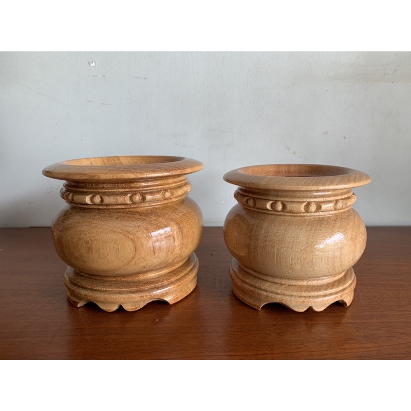Bát nhang - lư hương gỗ gõ nguyên khối 14 CM