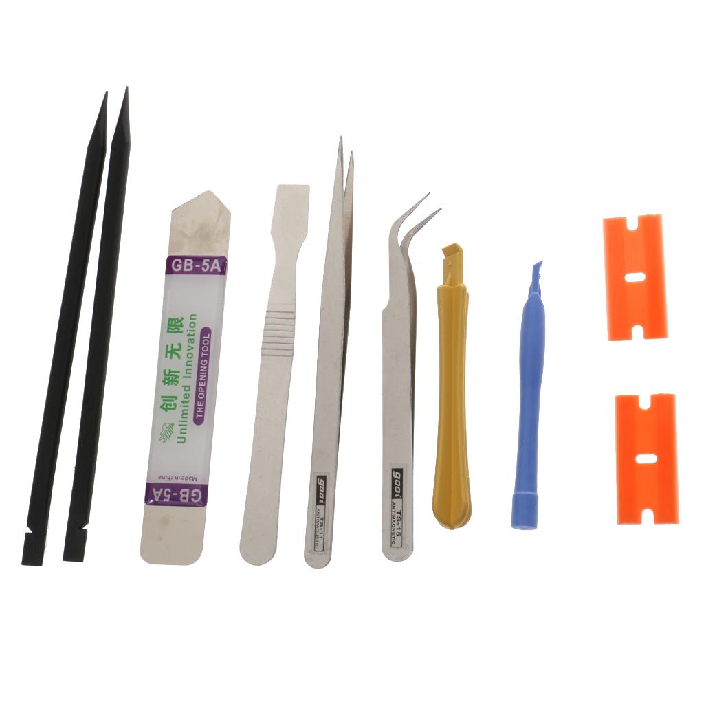 Smart Phone Repair Opening Pry Tools Set Spudger Tweezer Kit 10 in1