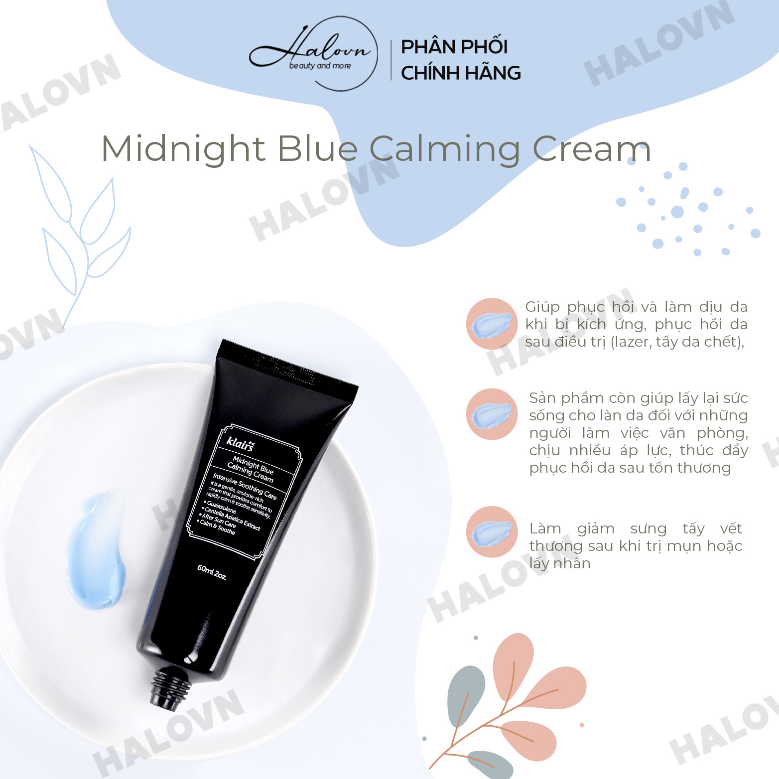 Kem Dưỡng Ẩm Làm Dịu Da Dear, Klairs Midnight Blue Calming Cream 30ml/60ml