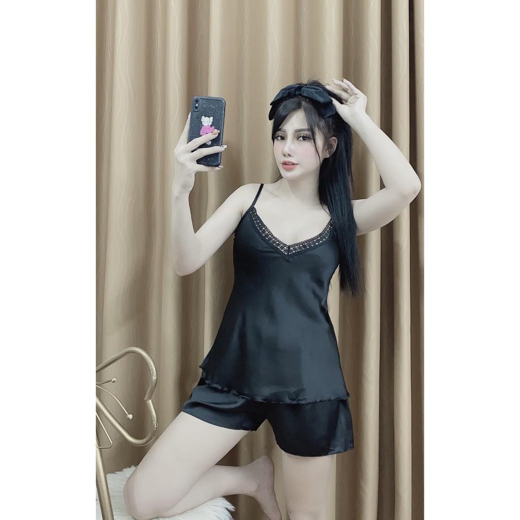 Đồ bộ Ngủ Nữ Hisexy Lụa Satin Trơn Dáng Xuông Liền Thân MS07