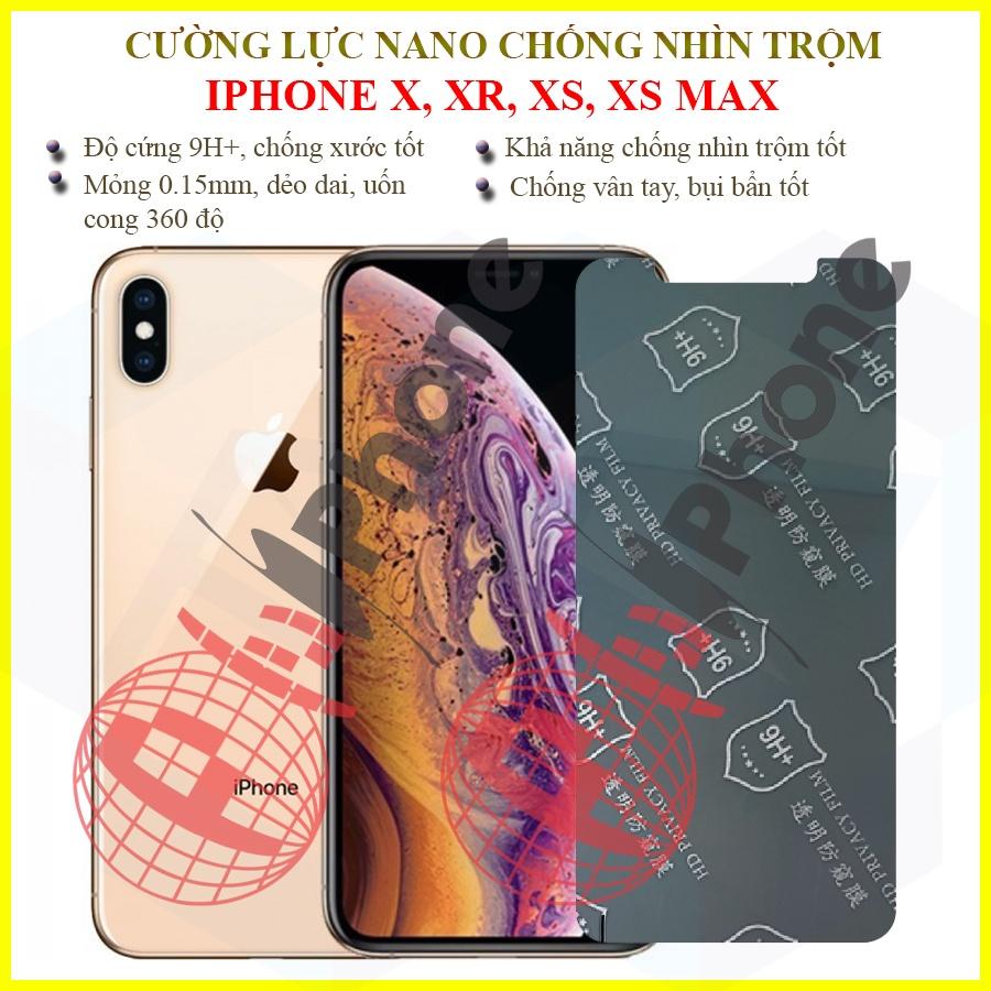 Dán chống nhìn trộm dành cho  iphone X, XR, XS, XS Max - Dán cường lực dẻo nano 9H+