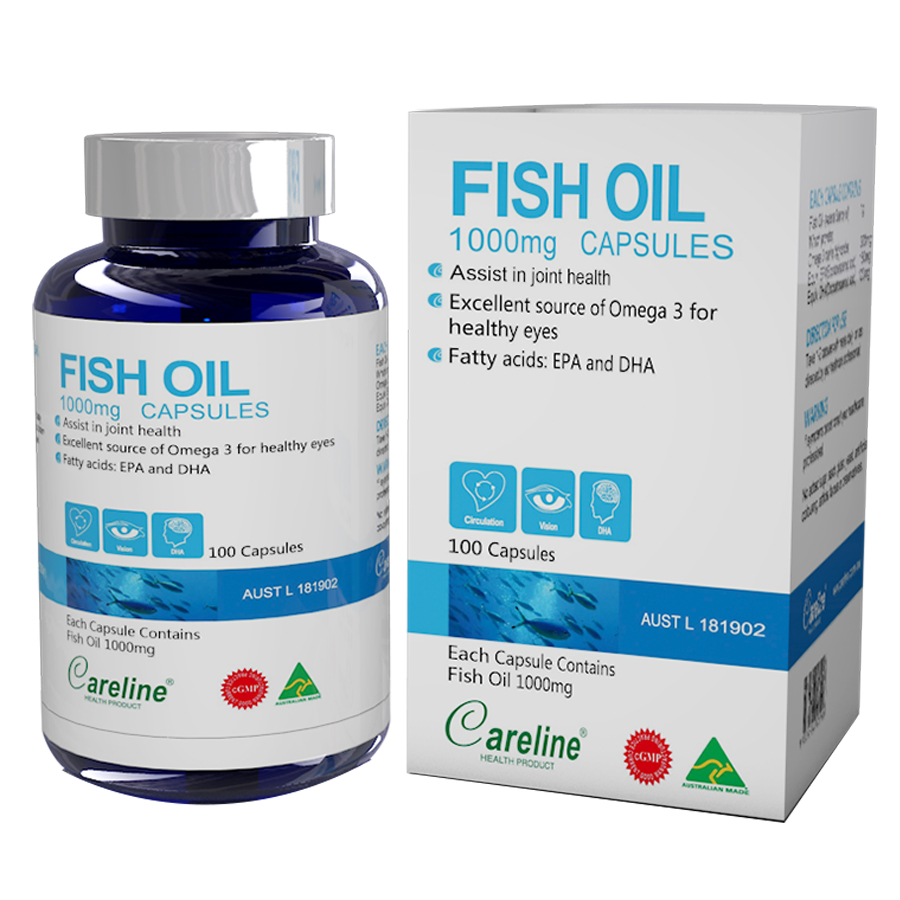 Viên Uống Bổ Sung Dha Cho Não Careline Fish Oil 1000Mg Cải Thiện Trí Nhớ, Tăng Thị Lực, Sáng Mắt - Hộp 100 Viên