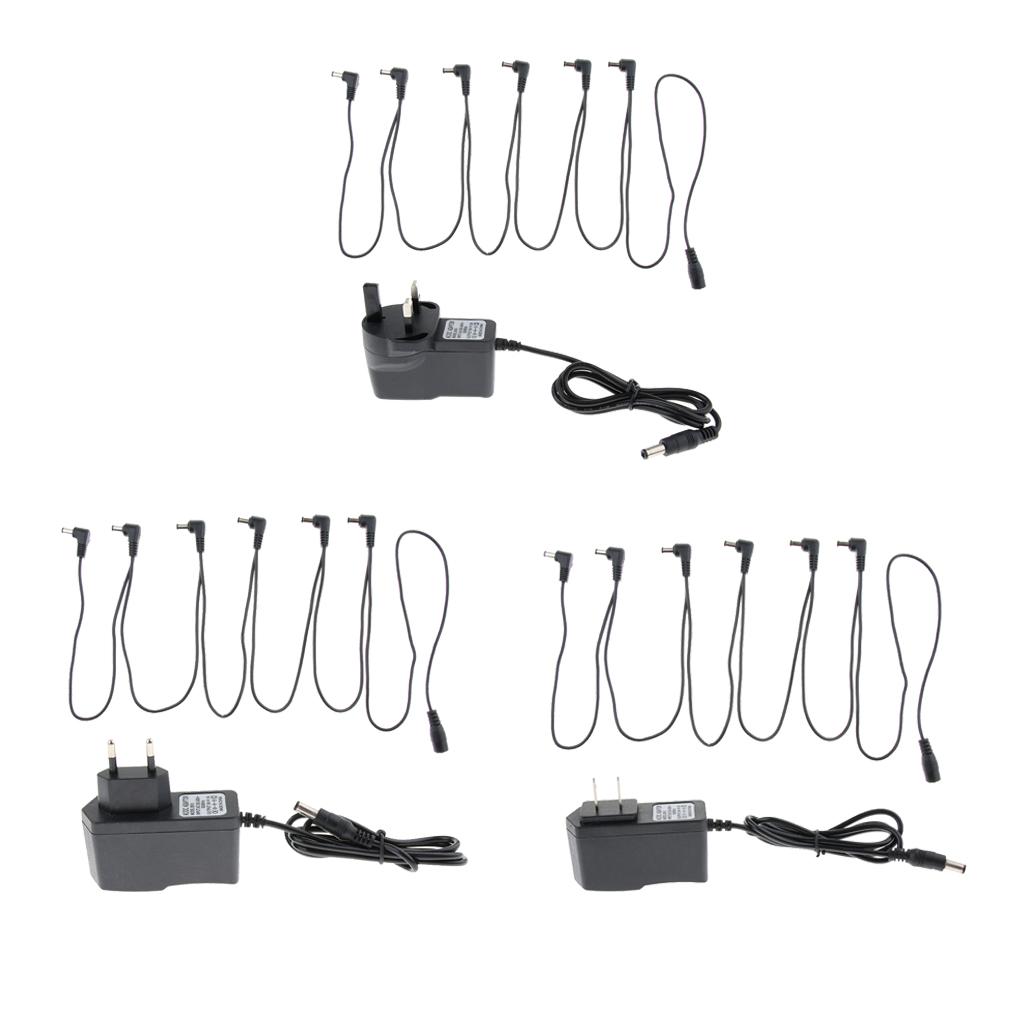 1 to 6 Way Guitar Effect Pedals Power Supply Cable + Adapter