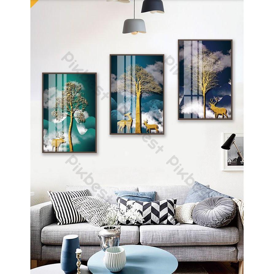 Tranh dán tường Combo 3 tranh dán tường 3D hiện đại