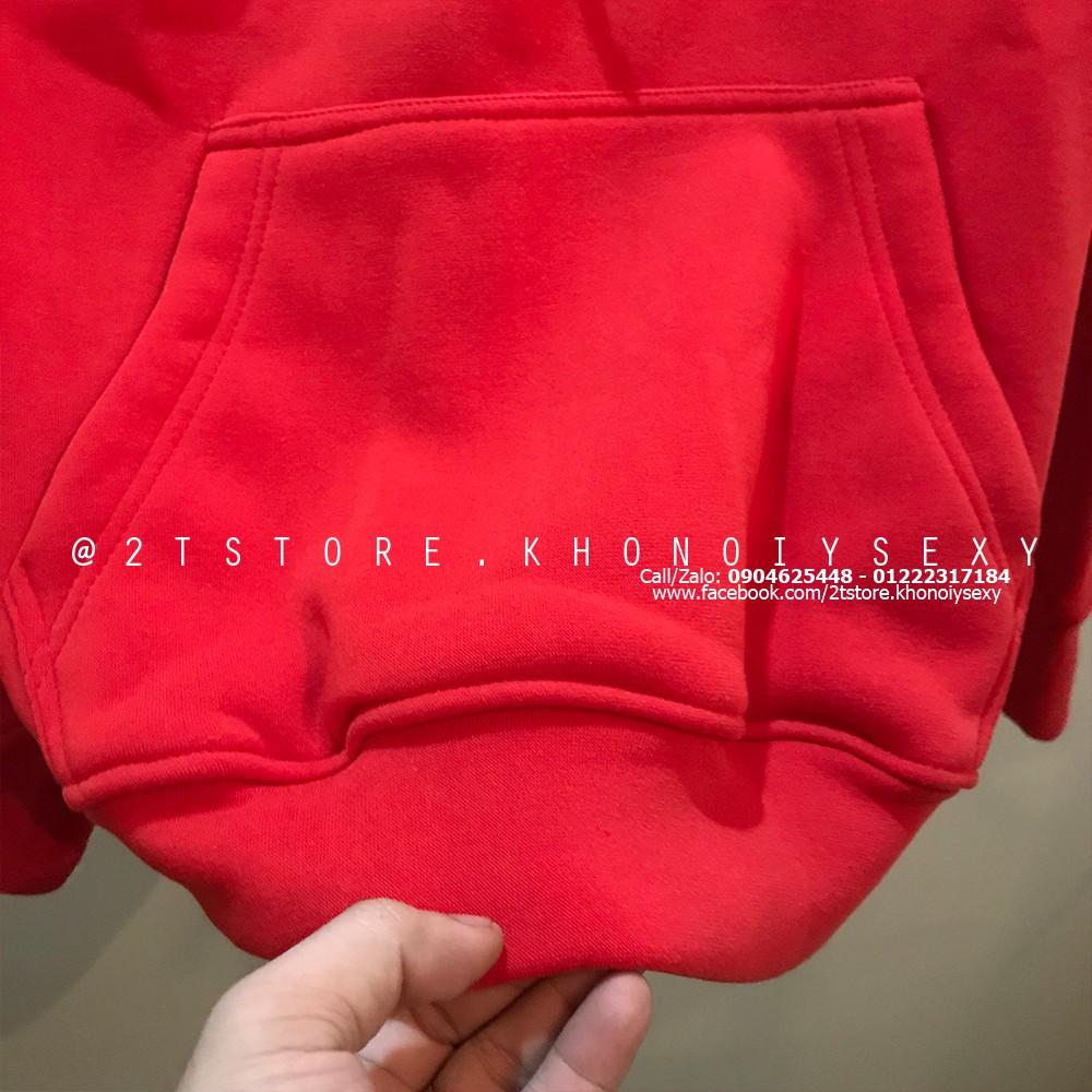 Áo hoodie unisex 2T Store H09 màu đỏ tươi