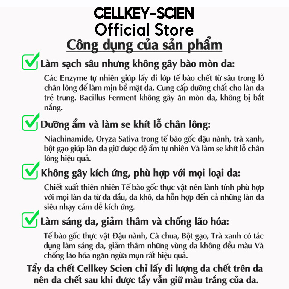 Combo 2 Tẩy Da Chết Tế Bào Gốc Thực Vật Làm Sạch Sâu Dịu Nhẹ Dưỡng Ẩm Trắng Da Chống Nhăn Cho Da Nhạy Cảm Cellkey-Scien White Peeling Gel