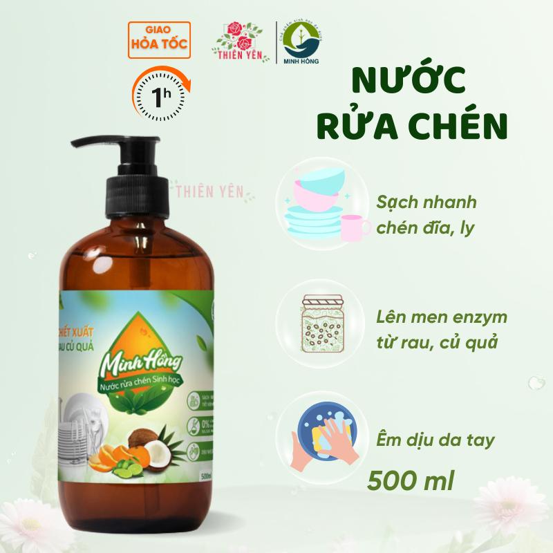 [ Nước rửa chén Minh Hồng 500ml an toàn cho bé ] Nước rửa chén sinh học dịu nhẹ hương sả chanh