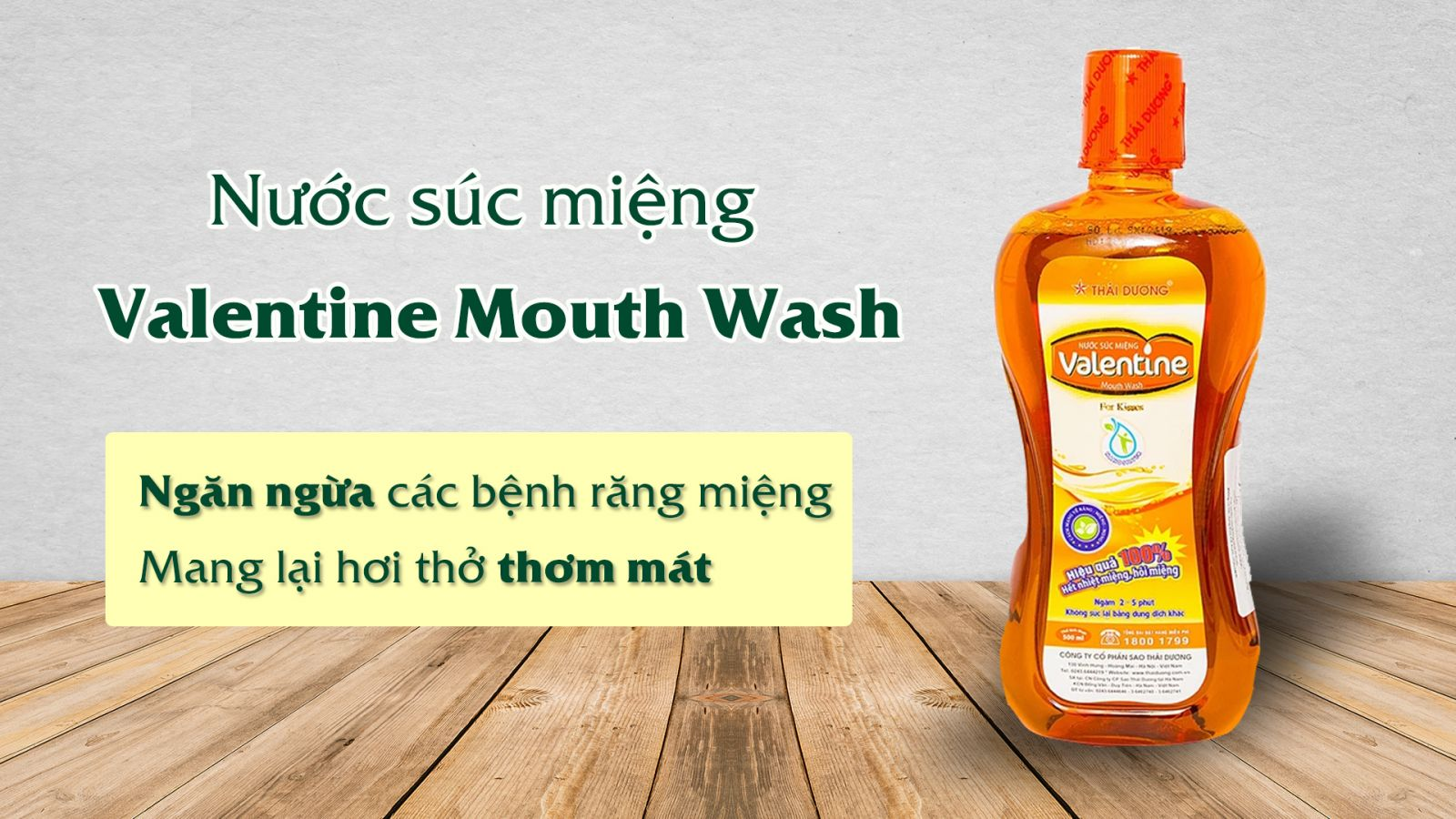 Nước Súc Miệng Thái Dương Valentine For Kisses (Chai 500ml) - 100% Hết Nhiệt Miệng, Hôi Miệng 