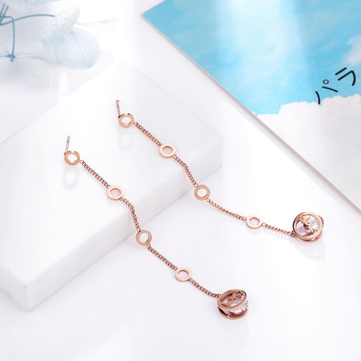 Bông Tai Tòn Ten Chuỗi Dài Titan Cao Cấp TT 2055