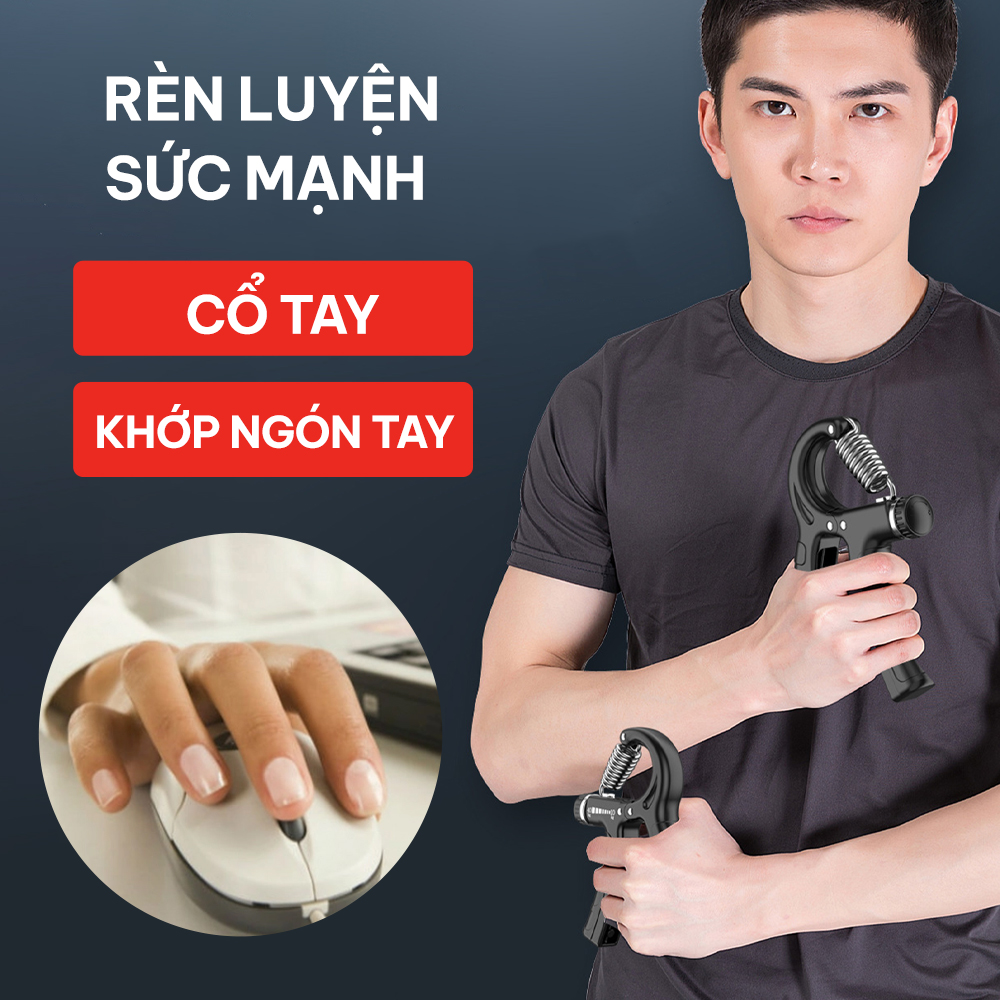 Kìm bóp tay, kìm tập tay chữ A có đếm số tự động GoodFit GF02E kìm tập cơ tay điều chỉnh lực từ 5-60kg