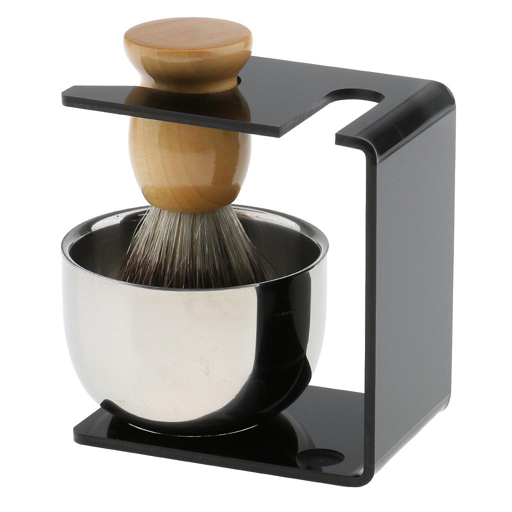 4 In 1 Men Barber Shaving Travel Kit Straight Shave Brush Stand Bowl Shaving Soap Set