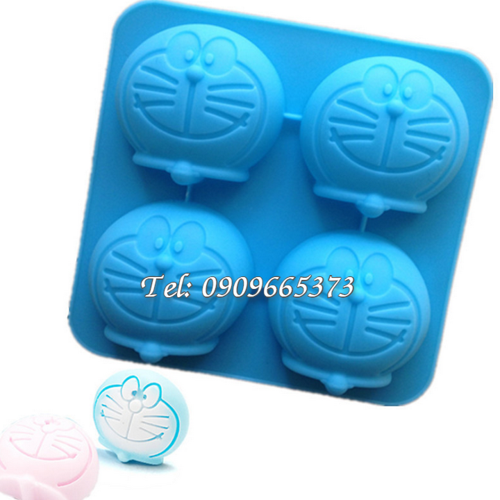 Khuôn silicon làm bánh, rau câu, socola, kẹo dẻo vĩ 4 hình Doremon – Mã số 1513