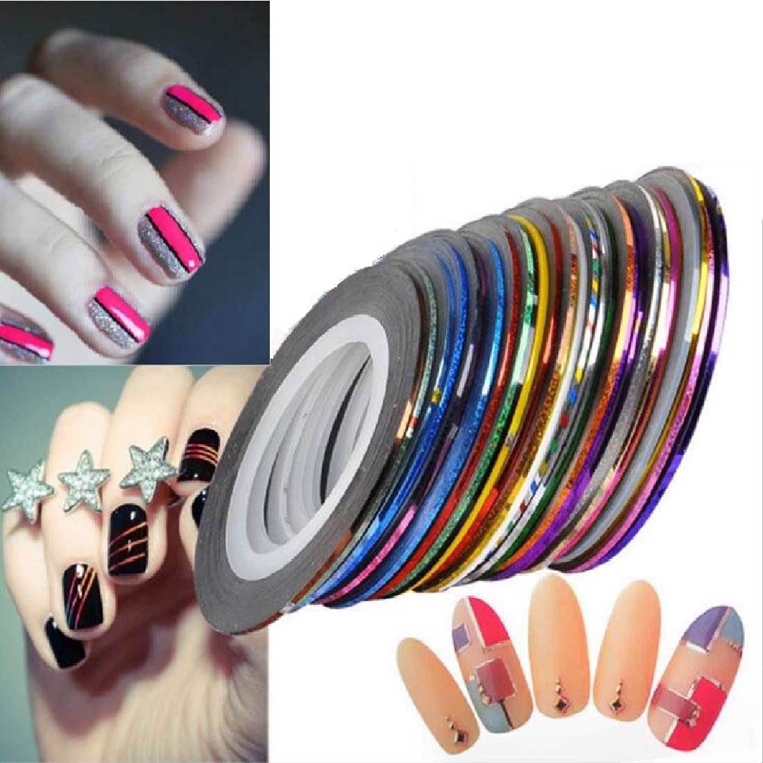 Combo 30 cuộn dây decal dán móng tay nghệ thuật nail art nhiều màu siêu đẹp lấp lánh - Dụng cụ làm nail