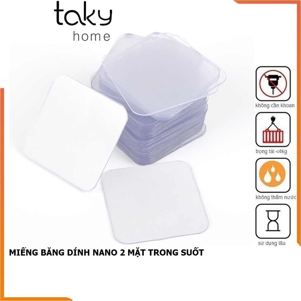 Miếng Dán 3M Siêu Dính, Băng Keo 2 Mặt Dán Tường Tiện Lợi, Trong Suốt, Đa Năng 6x6cm - TakyHome 6000