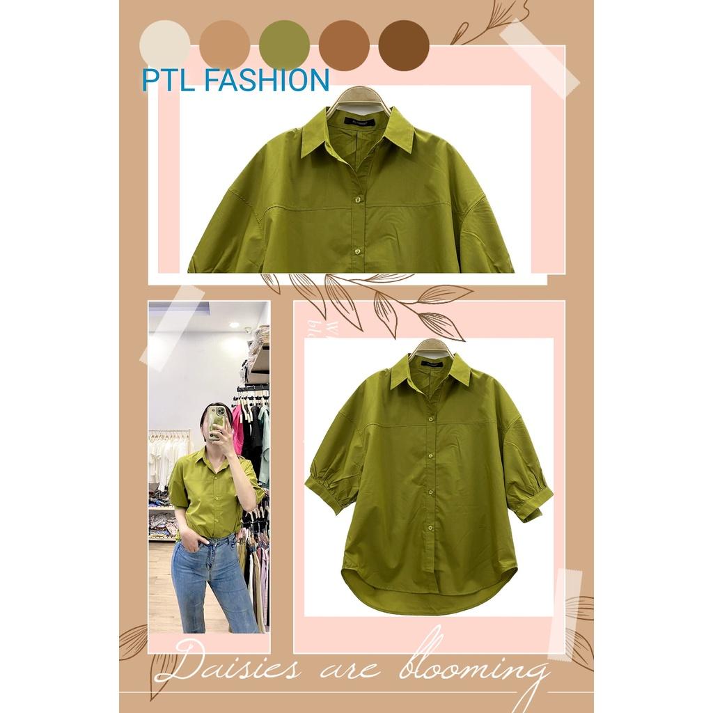Áo Sơ Mi Trơn Form Rộng Áo Sơ Mi Nữ Tay liền form To Oversize Freesize