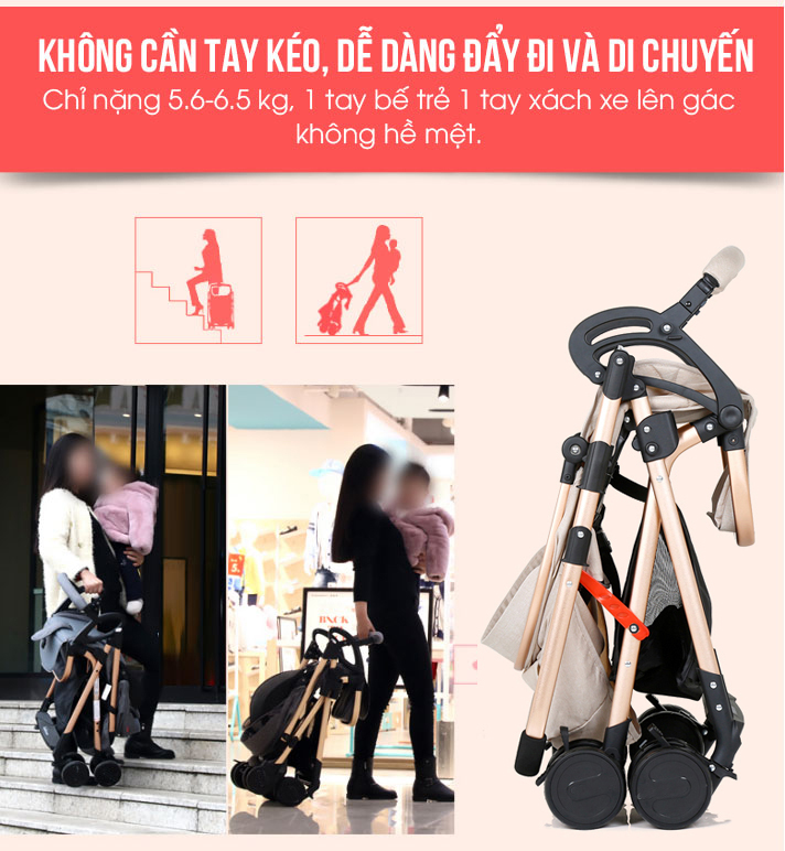 Xe đẩy cho bé, Xe Đẩy Em Bé Cao Cấp 2 Chiều 3 Tư Thế Belecoo gấp gọn và tiện lợi, khung nhôm siêu nhẹ, trọng lượng xe 6.5 kg - TẶNG KÈM ĐÀN XYLOPHONE 8 THANH CHO BÉ