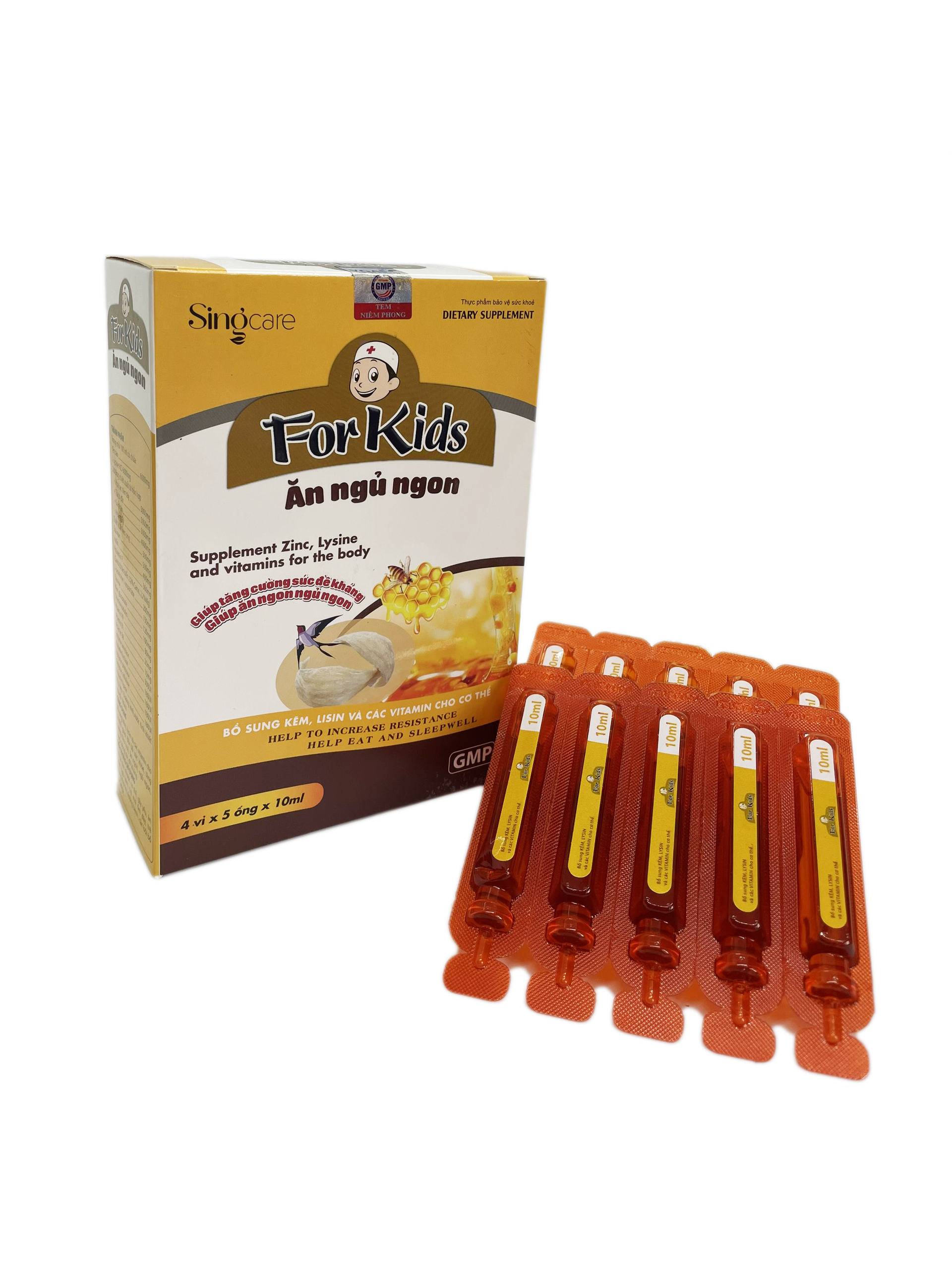 (Dạng ống - Bổ sung kẽm, lysin và các vitamin cho sức khỏe, tăng cường tiêu hóa, ăn, ngủ ngon) For Kids Ăn Ngủ Ngon