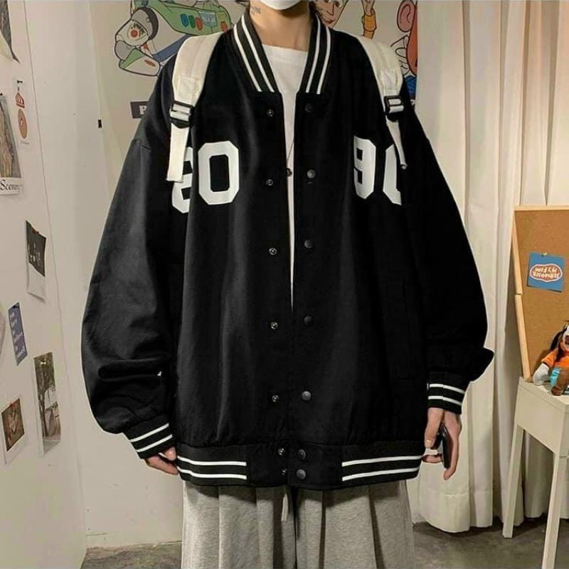 Áo bomber jacket dù 2 lớp khoác nữ nam unisex gió cúc bấm form rộng local brand ulzzang phong cách hàn quốc đep SỐ 90