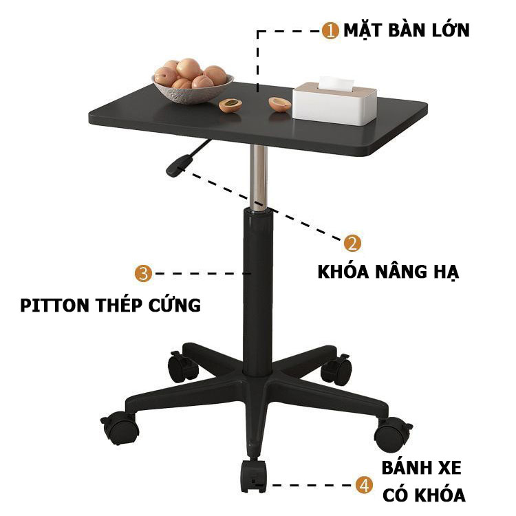 Bàn Học Nâng Hạ Thủy Lực; Bàn Làm Việc Di Động Văn Phòng; Bàn Ăn Có Bánh Xe; Thay Đổi Chiều Cao Thông Minh