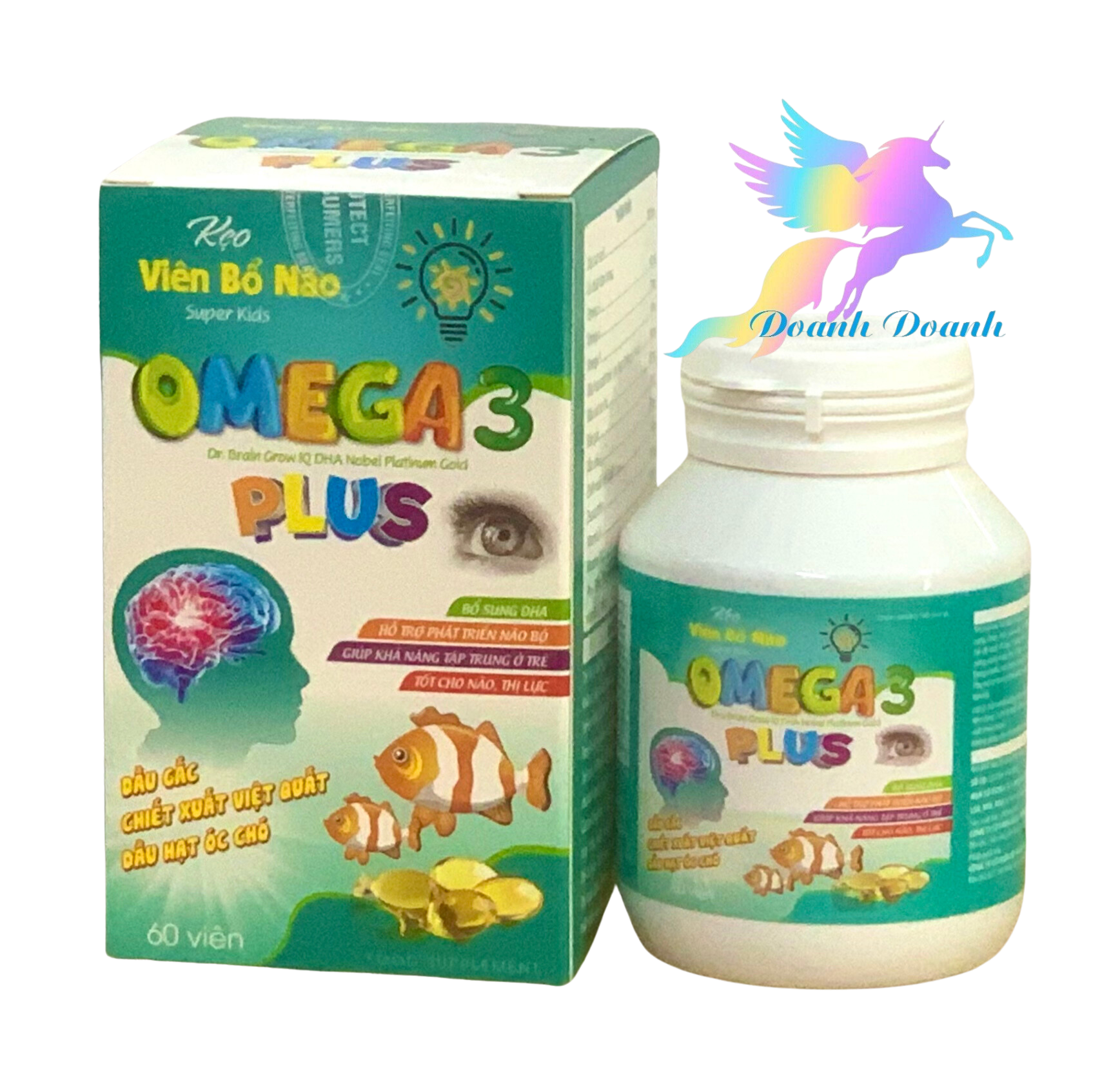 ￼Kẹo viên bổ não OMEGA 3 Plus, hộp 60 viên ,Bổ sung DHA hỗ trợ phát triển não bộ, giúp tăng khả năng tập trung của trẻ