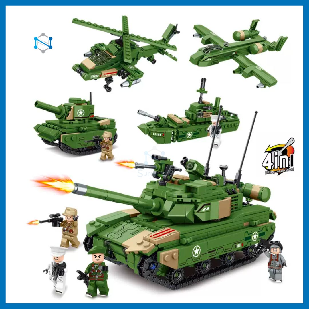 Đồ chơi lắp ráp sáng tạo 4in1 xe tank chiến đấu WW2 tương thích với tất cả thương hiệu