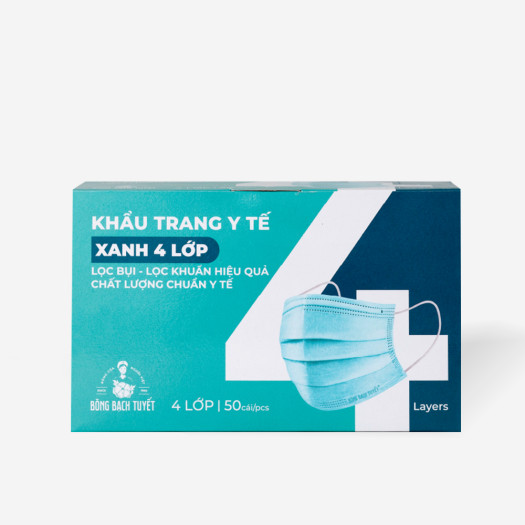 Combo mua 5 hộp khẩu trang tặng 1 hộp màu xanh 4 lớp. bông bạch tuyết.
