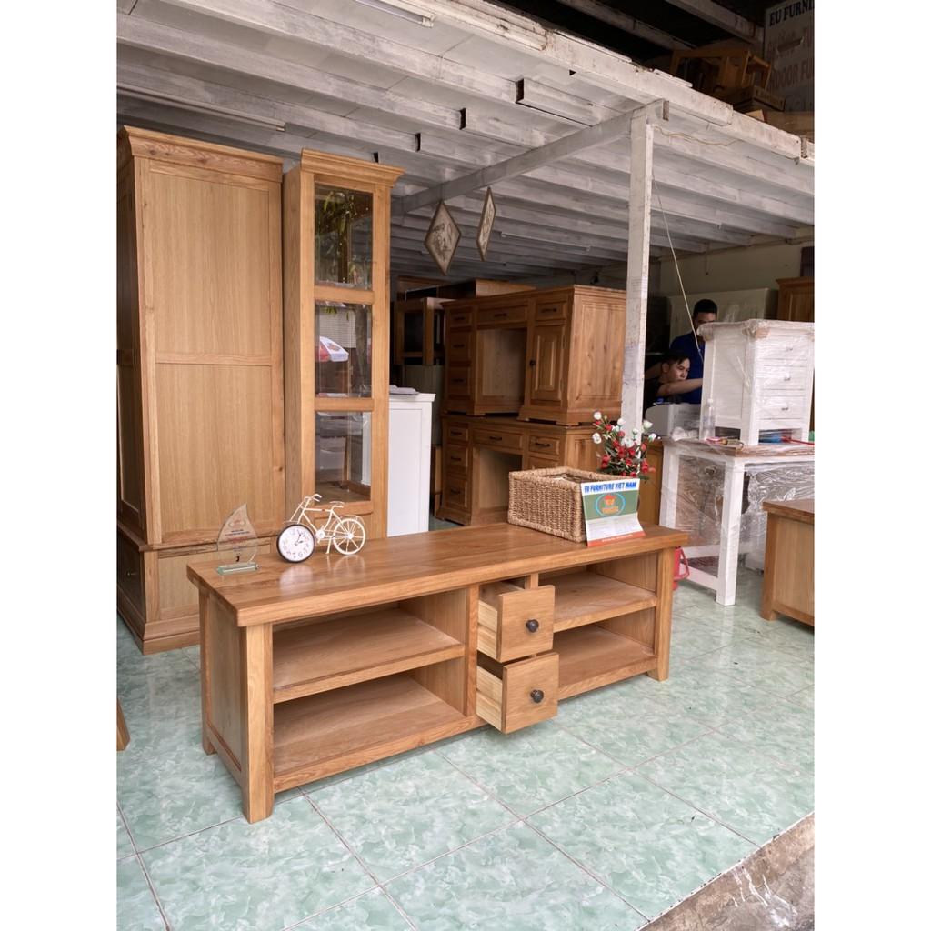 Kệ tivi gỗ sồi 2 ngăn kéo 4 hộc TOP-010 KT:D1160xR45xC55cm