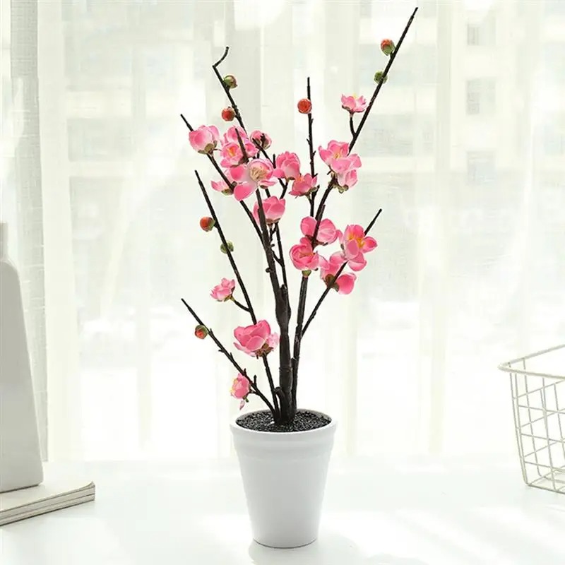 Cành hoa đào cổ giả trang trí Tết - Dài 80 đến 1m - Cây giả, hoa lụa trang trí nhà cửa